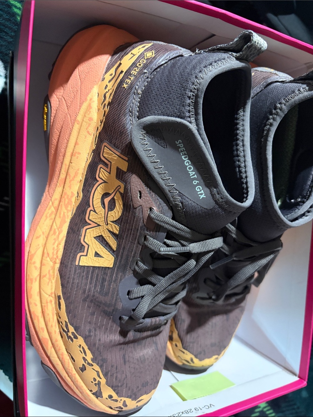 Hoka Speedgoat 6 GTX Women’s Trail Shoe in Grey and Orange